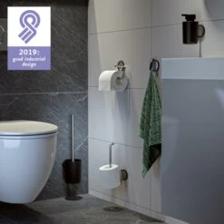 Tiger Tune Toiletrolhouder Geborsteld RVS/mat Zwart -Tiger 123 3816