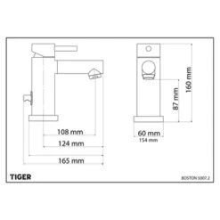 Tiger Wastafelkraan Boston Met Hendel En Waste Chroom -Tiger 123 3944