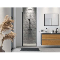 Tiger Reverse Meubelset 120 Cm Met 2 Lades Chalet Eik / Mat Zwart Inclusief Quadro Wastafel Dubbel Mat Zwart -Tiger 123 404