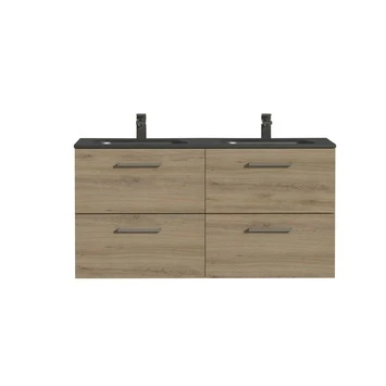 Tiger Studio Badkamermeubel 120cm Chalet Eiken Met Dubbele Zwarte Wastafel 2 Tiger Studio Badkamermeubel 120cm Chalet Eiken Met Dubbele Zwarte Wastafel - Afbeelding 2