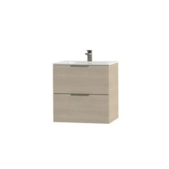 Tiger Badkamermeubel Studio 60cm Naturel Eik/wit Met Platte RVS Greep -Tiger 123 47