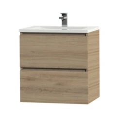 Tiger 37 Tiger Karlo Badkamermeubel 60 Cm Chalet Eiken Met Wastafel Hoogglans Wit