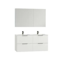 Tiger Badkamermeubel Studio 120cm Hoogglans Wit/matwit Met Platte RVS Greep -Tiger 123 488