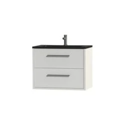 Tiger Badkamermeubel Boston 80cm Hoogglans Wit/matzwart Met Grepen Chroom -Tiger 123 514