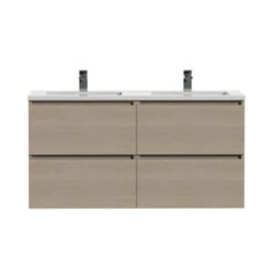 Tiger Karlo Badkamermeubel 120 Cm Naturel Eiken Met Wastafel Hoogglans Wit -Tiger 123 517