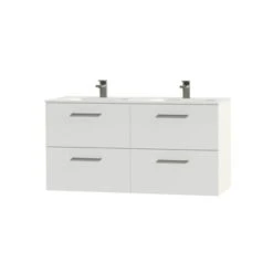 Tiger Badkamermeubel Studio 120cm Hoogglans Wit/matwit Met RVS Greep -Tiger 123 524