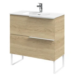 Tiger 8 Tiger Badmeubelset Pocket 80 Cm Met 2 Lades Naturel Eik Incl. Looppoten