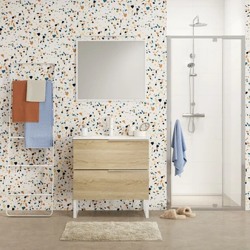 Tiger Badmeubelset Pocket 80 Cm Met 2 Lades Naturel Eik Incl. Looppoten 2 Tiger Badmeubelset Pocket 80 Cm Met 2 Lades Naturel Eik Incl. Looppoten - Afbeelding 2