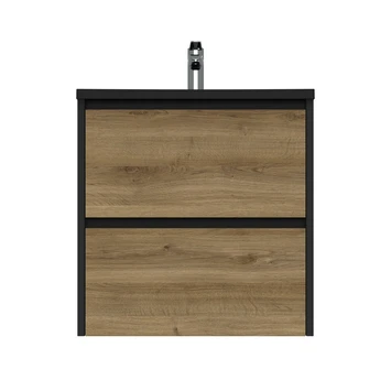 Tiger Reverse Meubelset Met 2 Lades 60 Cm Chalet Eik / Mat Zwart Inclusief Quadro Wastafel Mat Zwart 2 Tiger Reverse Meubelset Met 2 Lades 60 Cm Chalet Eik / Mat Zwart Inclusief Quadro Wastafel Mat Zwart - Afbeelding 2