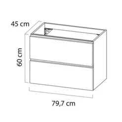 Tiger Karlo Badkamermeubel 80cm Mat Zwart Met Eiken Wasblad En Keramische Waskom -Tiger 123 650