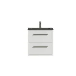 Tiger Badkamermeubel Boston 60cm Hoogglans Wit/matzwart Met RVS Grepen