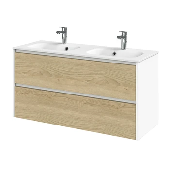 Tiger Reverse Meubelset 120 Cm Met 2 Lades Naturel Eik / Mat Wit Inclusief Oval Wastafel Dubbel Mat Wit 1 Tiger Reverse Meubelset 120 Cm Met 2 Lades Naturel Eik / Mat Wit Inclusief Oval Wastafel Dubbel Mat Wit