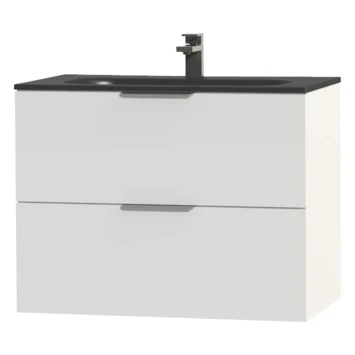 Tiger Studio Badkamermeubel 80 Cm Hoogglans Wit Met Wastafel Polybeton Mat Zwart Greep Rvs Plat 3 Tiger Studio Badkamermeubel 80 Cm Hoogglans Wit Met Wastafel Polybeton Mat Zwart Greep Rvs Plat - Afbeelding 3