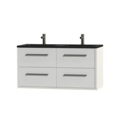 Tiger Badkamermeubel Boston 120cm Hoogglans Wit/matzwart Met Grepen RVS -Tiger 123 828