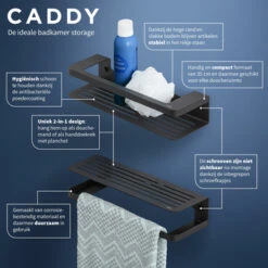 Tiger Douchemand Met Handdoekhouder Caddy Zw -Tiger 123 9