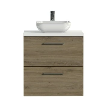 Tiger Badkamermeubel Studio 60cm Chalet Eik/witte Waskom Met Vierkante Greep 1 Tiger Badkamermeubel Studio 60cm Chalet Eik/witte Waskom Met Vierkante Greep